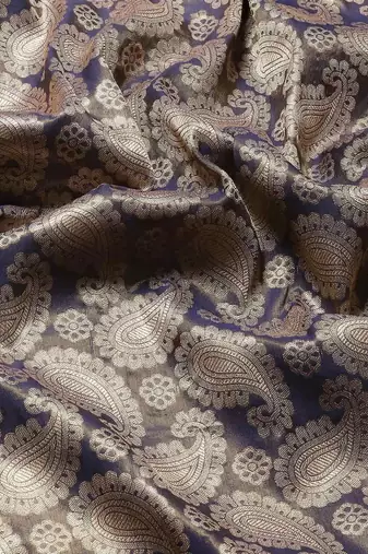 Silk Land  Navy Blue  Woven Design Brocade Saree 