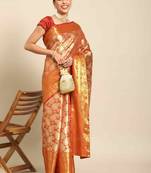 Silk Land  Yellow  Woven Design Brocade Saree 