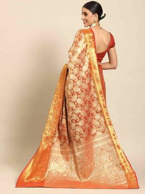 Silk Land  Yellow  Woven Design Brocade Saree  2