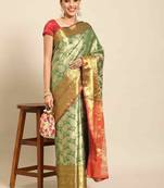 Silk Land  Green  Woven Design Brocade Saree 