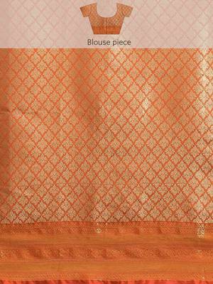 Silk Land  Green  Woven Design Brocade Saree  4