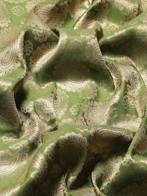 Silk Land  Green  Woven Design Brocade Saree  5
