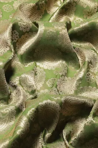 Silk Land  Green  Woven Design Brocade Saree 