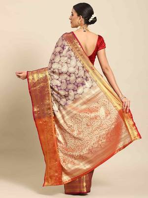 Silk Land  Purple  Woven Design Brocade Saree  2