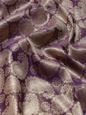 Silk Land  Purple  Woven Design Brocade Saree  5