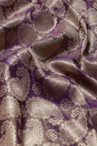 Silk Land  Purple  Woven Design Brocade Saree 