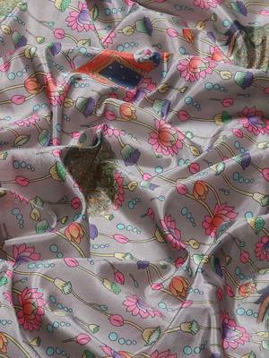 Silk Land  Grey  Woven Design Art Silk Saree  3