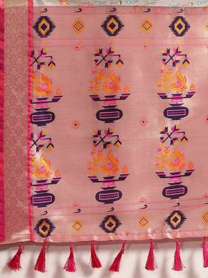 Silk Land  Grey  Woven Design Art Silk Saree  5