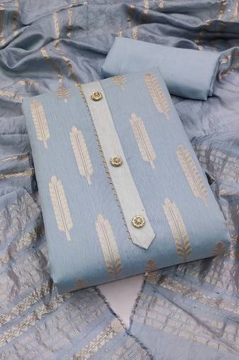 Light Blue Modal Jacquard Unstitched Dress Material