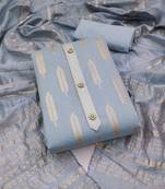 Light Blue Modal Jacquard Unstitched Dress Material