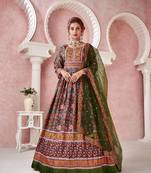 Mahendi Designer Digital Printed,Sequance Embroidery Work Dola silk Stiched Readymade Gown