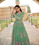 Pista Digital Printed,Designer Embroidery Work Faux Georgette Stiched Readymade Gown