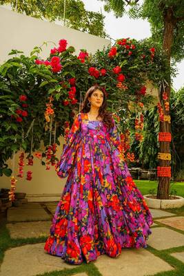 Multy Designer Digital Printed Georgette Stiched Readymade Gown 2