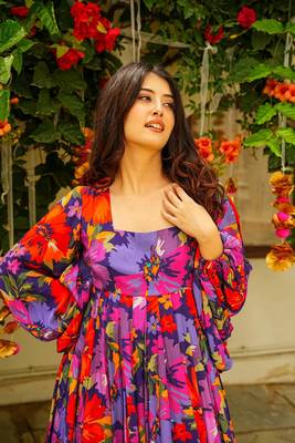 Multy Designer Digital Printed Georgette Stiched Readymade Gown 3