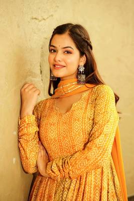 Yellow Designer Digital Printed Georgette Stiched Readymade Gown 3