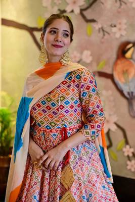 Off White Designer Digital Printed Silk Cotton Stiched Readymade Gown 3