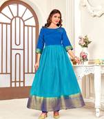 Blue,Tuequoise Wevon Designer,Hand Work Organza Stiched Readymade Gown