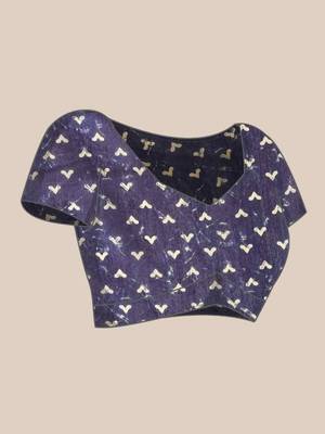 Silk Land  Blue  Woven Design Cotton Blend Saree  3