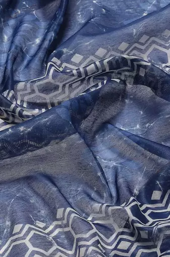 Silk Land  Blue  Woven Design Cotton Blend Saree 