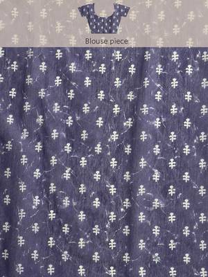 Silk Land  Blue  Woven Design Cotton Blend Saree  4