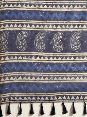 Silk Land  Blue  Woven Design Cotton Blend Saree  5