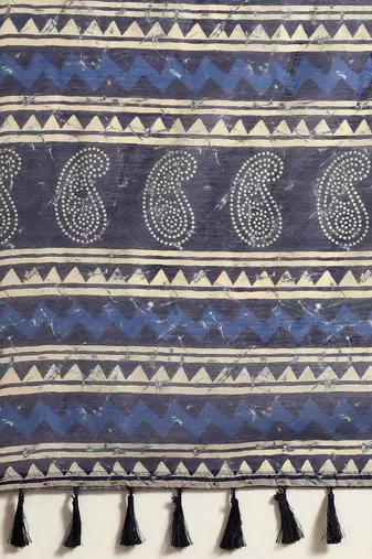 Silk Land  Blue  Woven Design Cotton Blend Saree 