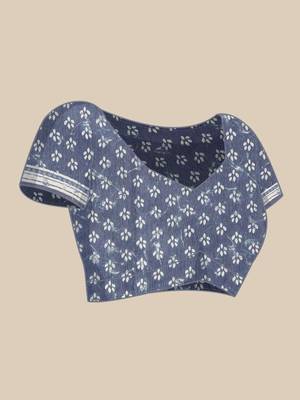 Silk Land  Blue  Woven Design Cotton Blend Saree  3