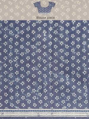 Silk Land  Blue  Woven Design Cotton Blend Saree  4