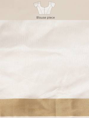 Silk Land  white  woven design cotton blend saree  5