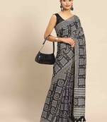 Silk Land  Black  Woven Design Cotton Blend Saree 