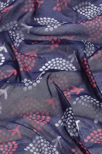 Silk Land  Navy Blue  Woven Design Cotton Blend Saree 