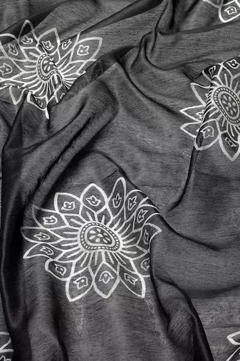 Silk Land  Black  Woven Design Cotton Blend Saree 