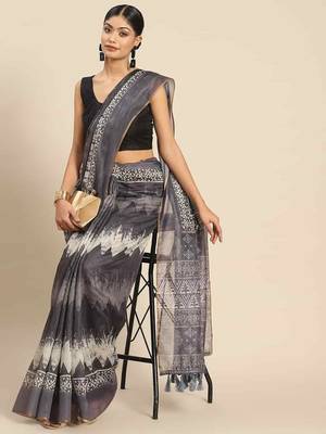 Silk Land  Purple  Woven Design Cotton Blend Saree  1