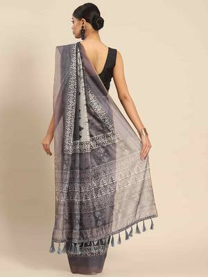 Silk Land  Purple  Woven Design Cotton Blend Saree  2