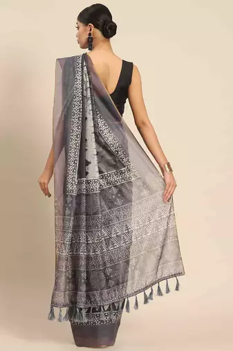 Silk Land  Purple  Woven Design Cotton Blend Saree 