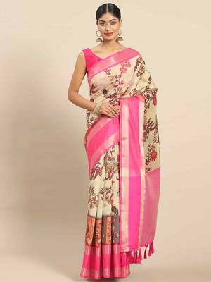 Silk Land  Multicolored Printed Art Silk Saree  1