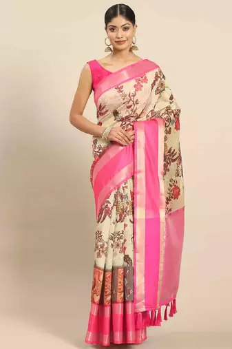 Silk Land  Multicolored Printed Art Silk Saree 