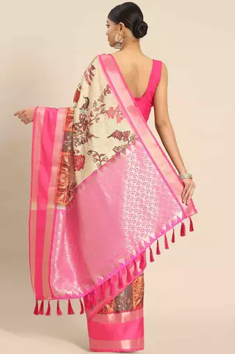 Silk Land  Multicolored Printed Art Silk Saree 