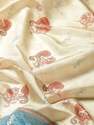 Silk Land  Beige  Printed Art Silk Saree  5