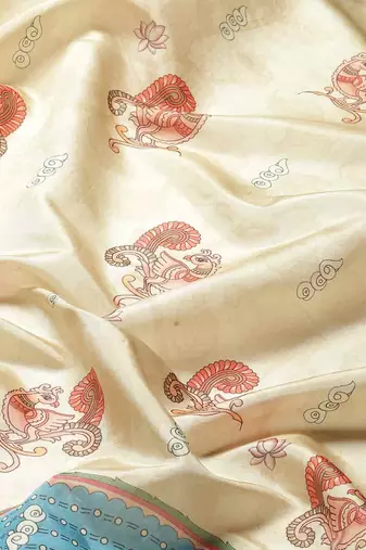 Silk Land  Beige  Printed Art Silk Saree 