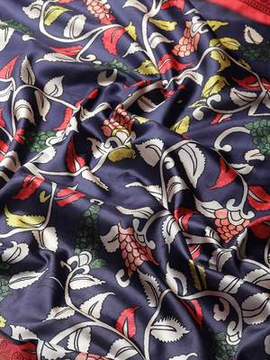 Silk Land  Navy Blue  Printed Art Silk Saree  5