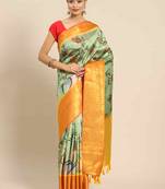 Silk Land  Green  Printed Art Silk Saree 