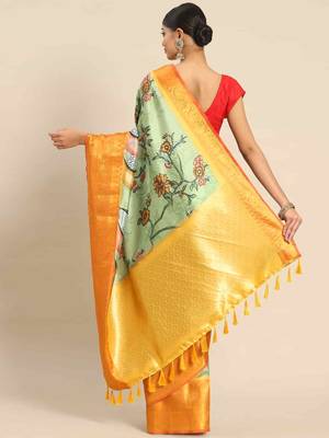 Silk Land  Green  Printed Art Silk Saree  2