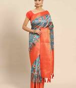 Silk Land  Multicolored Printed Art Silk Saree 