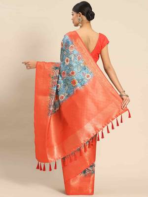 Silk Land  Multicolored Printed Art Silk Saree  2
