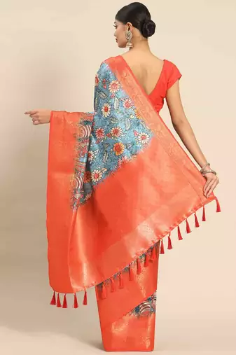 Silk Land  Multicolored Printed Art Silk Saree 