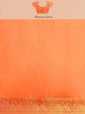 Silk Land  Peach  Printed Art Silk Saree  4