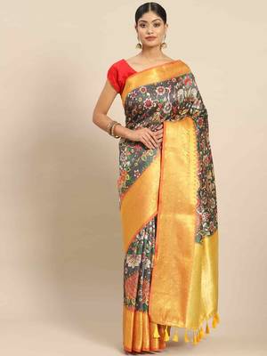 Silk Land  Black  Printed Art Silk Saree  1