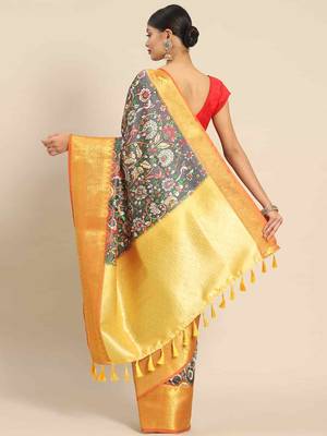 Silk Land  Black  Printed Art Silk Saree  2
