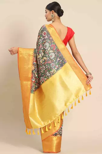 Silk Land  Black  Printed Art Silk Saree 